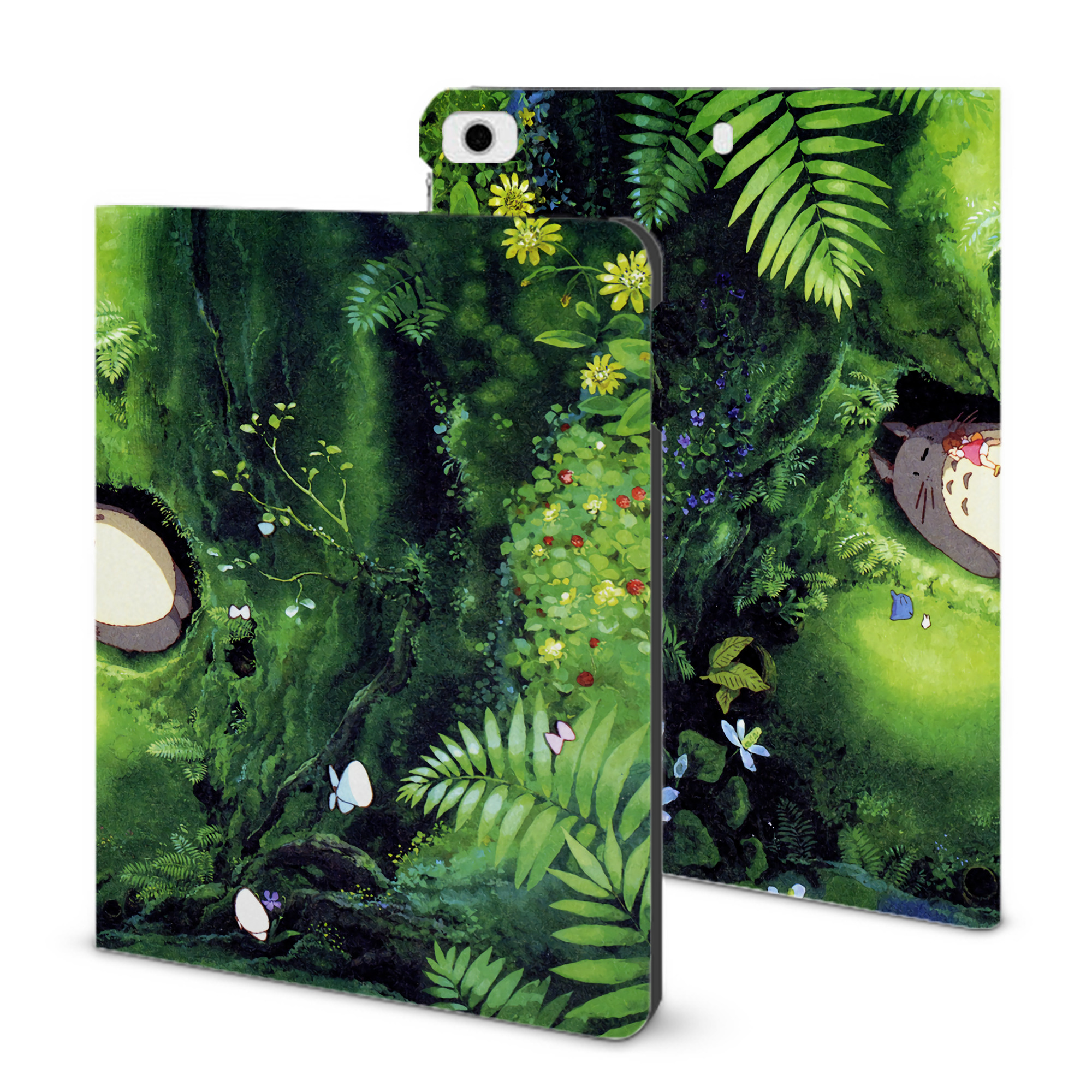 （画像用） となりのトトロ 草壁メイ 草壁サツキ My Neighbor Totoro Satsuki Kusakabe Mei Kusakabe IPad ケース ブック型 PUレザー TPU 耐衝撃 軽量 薄型 ペン収納なし 全面保護 IPad 各モデル対応